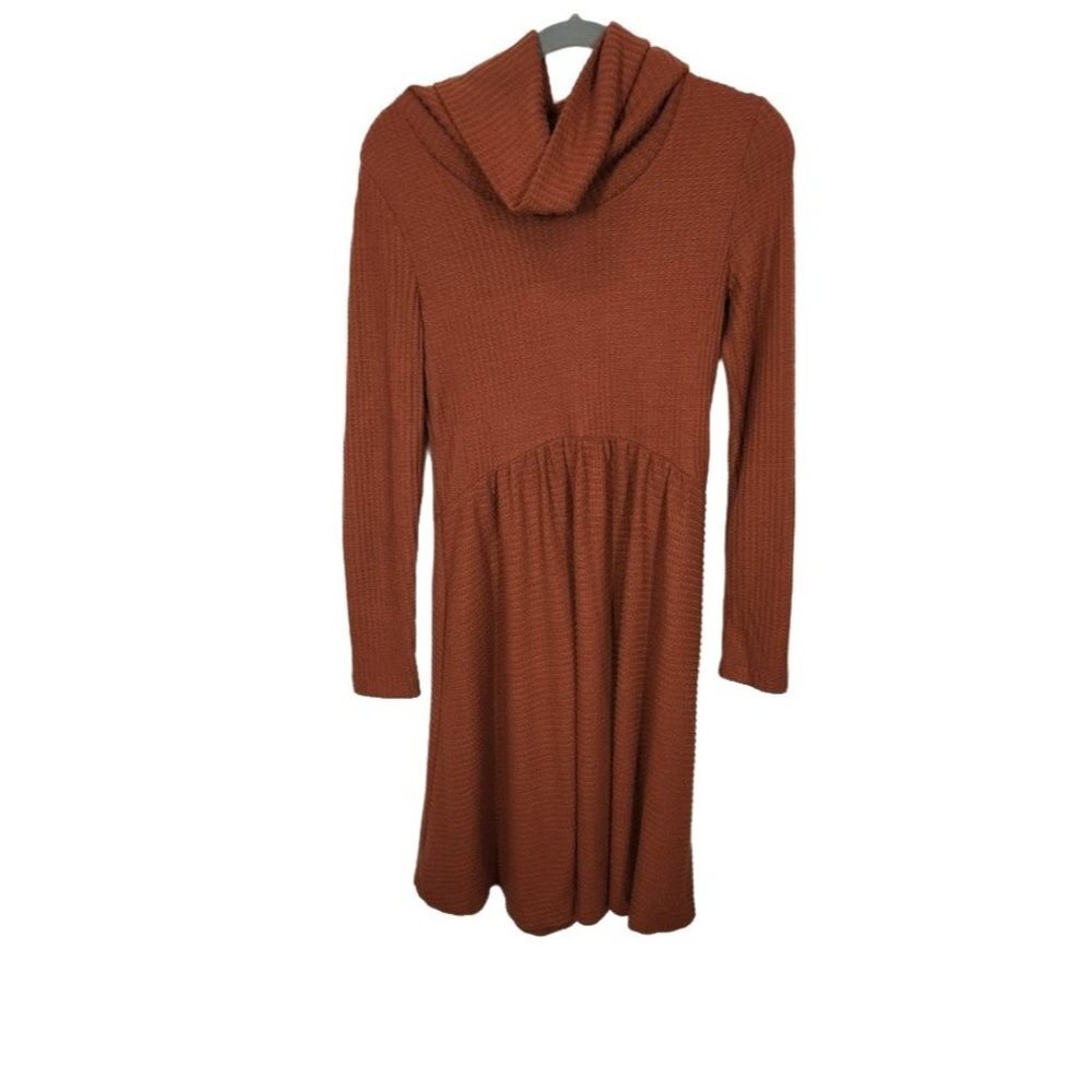 NWT Cynthia‎ Rowley Rust Cowl Neck Long Sleeves Sweater Dress Size Small